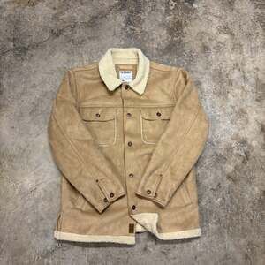 Vintage Old Navy Faux Suede Sherpa-Lined Trucker Jacket Camel Brown